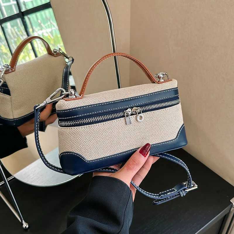 Designer Wen Zipper Shoder Bags Portable Box Handbag Canvas Pahwork Fi Crossbody Bag Ladies Cmuter Phe Pouch Purse Y251120