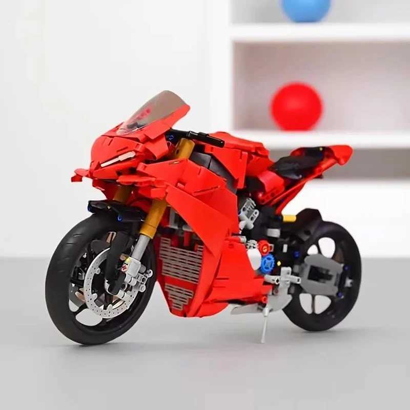 2025 MOC Technical 42202 Ducatis Panigales V4 S Motorcycle Building Blocks Model Mechanical Group Bricks Toys Children Boy Gift Z251008