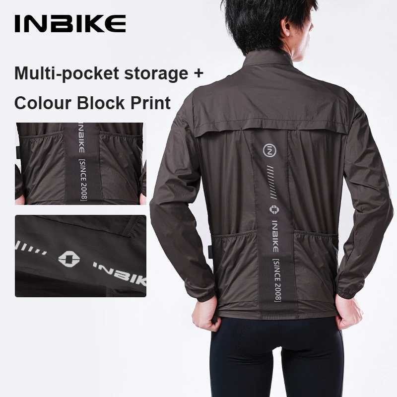 INBIKE Mens and Womens Windbreaker Long Sleeve Cycling Jersey Cycling Windproof Clothing Lightweight Reflective Road Bicycle J251008