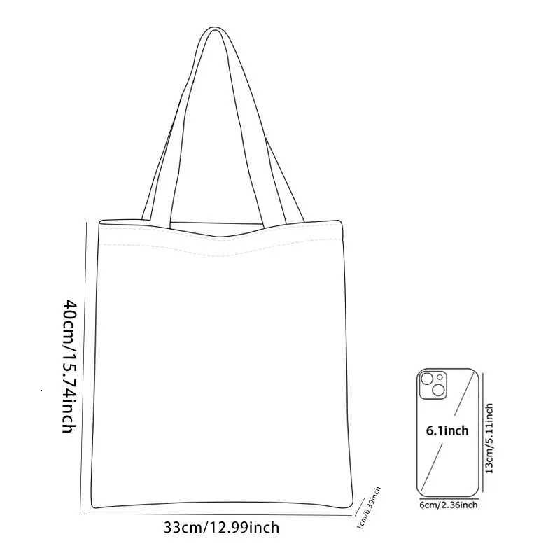 Black cat pattern printed casual handbag reusable fashionable backpack multifunctional handbag canvas shopping bagT251007