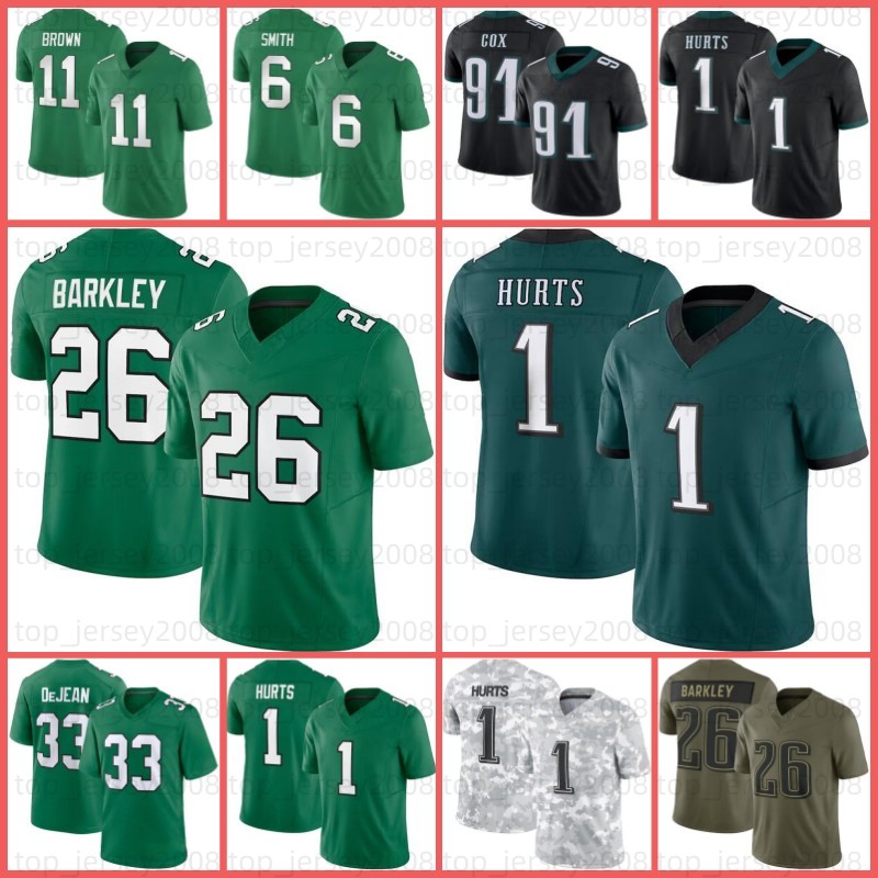 Quinyon Mitchell 1 Jalen Hurts Football Jersey Saquon Barkley Cooper DeJean AJ Brown Carter DeVonta Smith Brian Dawkins Graham Zack Baun Mailata Goedert Jason Kelce