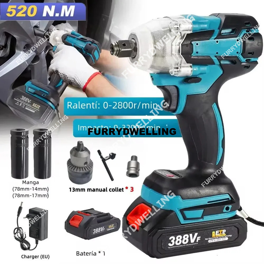520N M Cordless Electric Impact Dwe74 Wrench Brushless Manual Drill Socket Power Tool 388V Battery 240913
