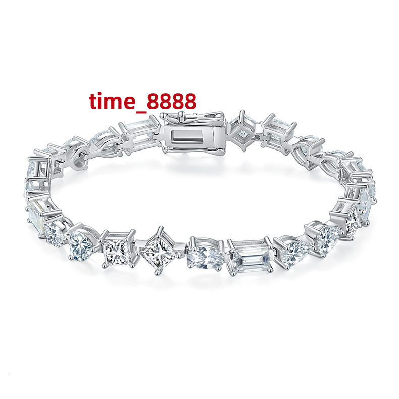 Luxury Womens Jewelry Mixed Geometical Shape Moissanite Tennis 18K Gold Plated Bracelet 925 Sterling Silver Jewellery Wholesale