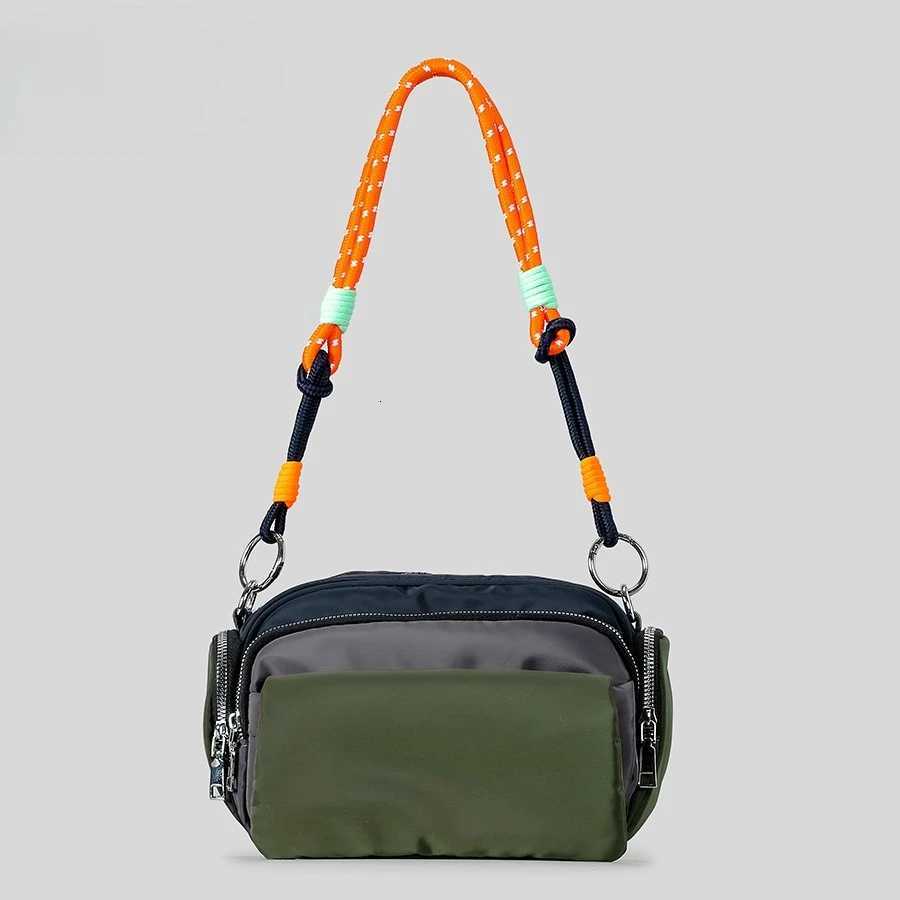 Waterproof Nylon Handbag Threecolor Rainbow Single Shoulder Crossbody Small Square BagT251007