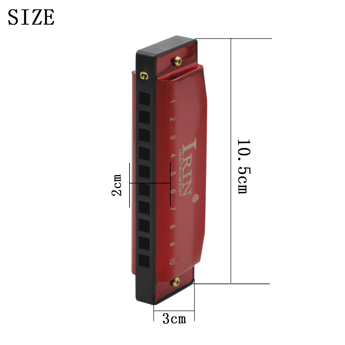 IRIN G-30 Red 10-Hole 20-Reed Harmonica - Brass Cover with Water-Resistant Comb, Excellent Air Tightness and Portable Design for Rich Stable Tone