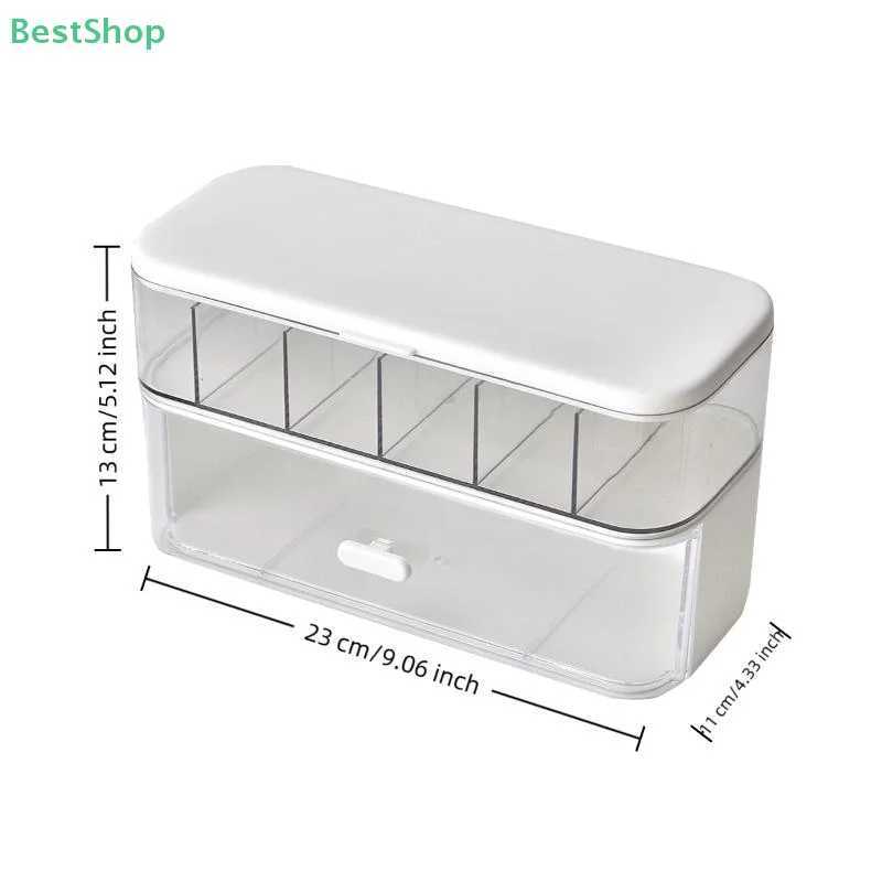 Double Layer Data Cable Compartment Storage BoxMobile Phone Charger Organizer Container Desktop Management Hub Box C251008