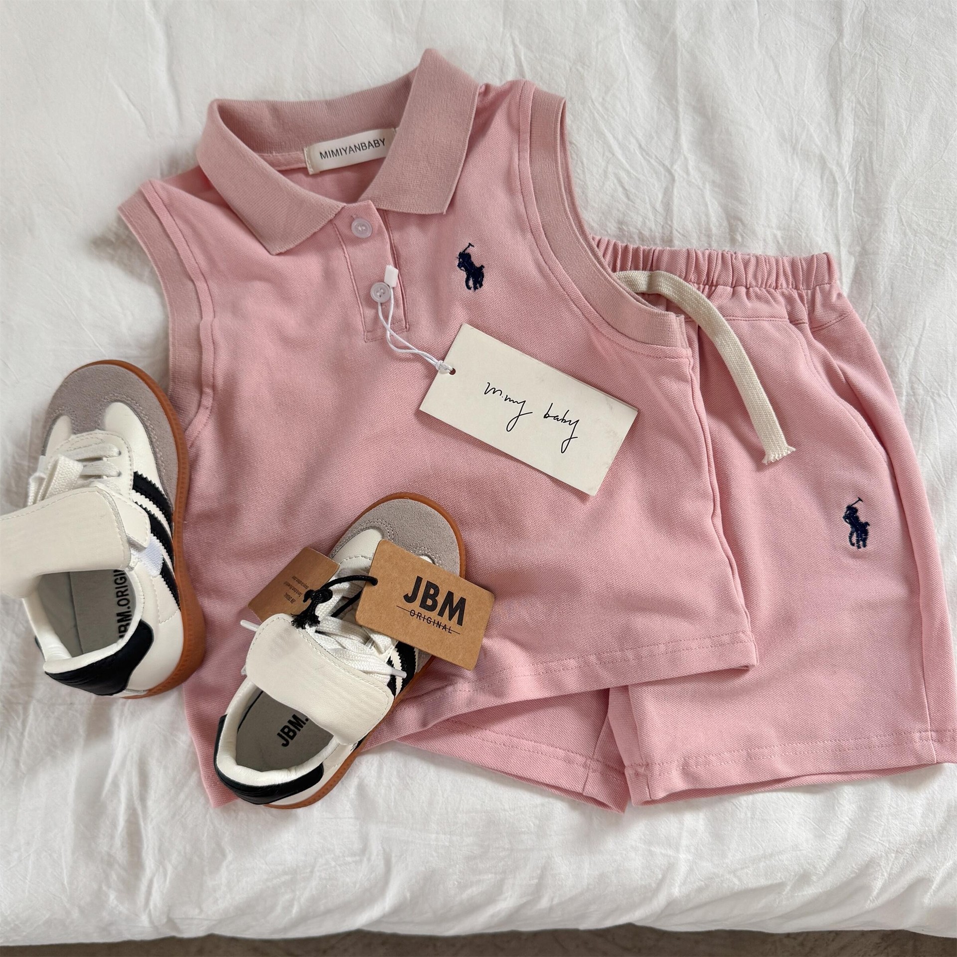 Kids Sleeveless Polo Set 2025 Breathable Summer Clothes England StyleToddler Playwear for Boys & Girls