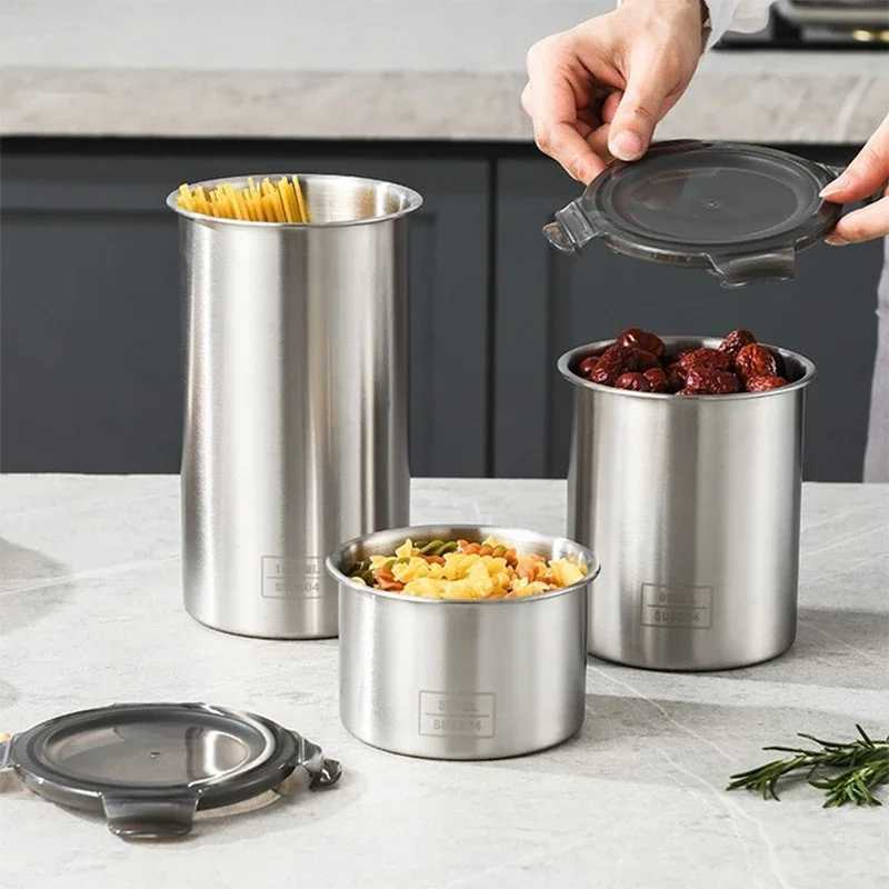Stainless Steel Airtight Container with Lid Coffee Beans Tea Storage Tray Dustproof Leakproof Spice Grain Nuts Storage Boxes C251008