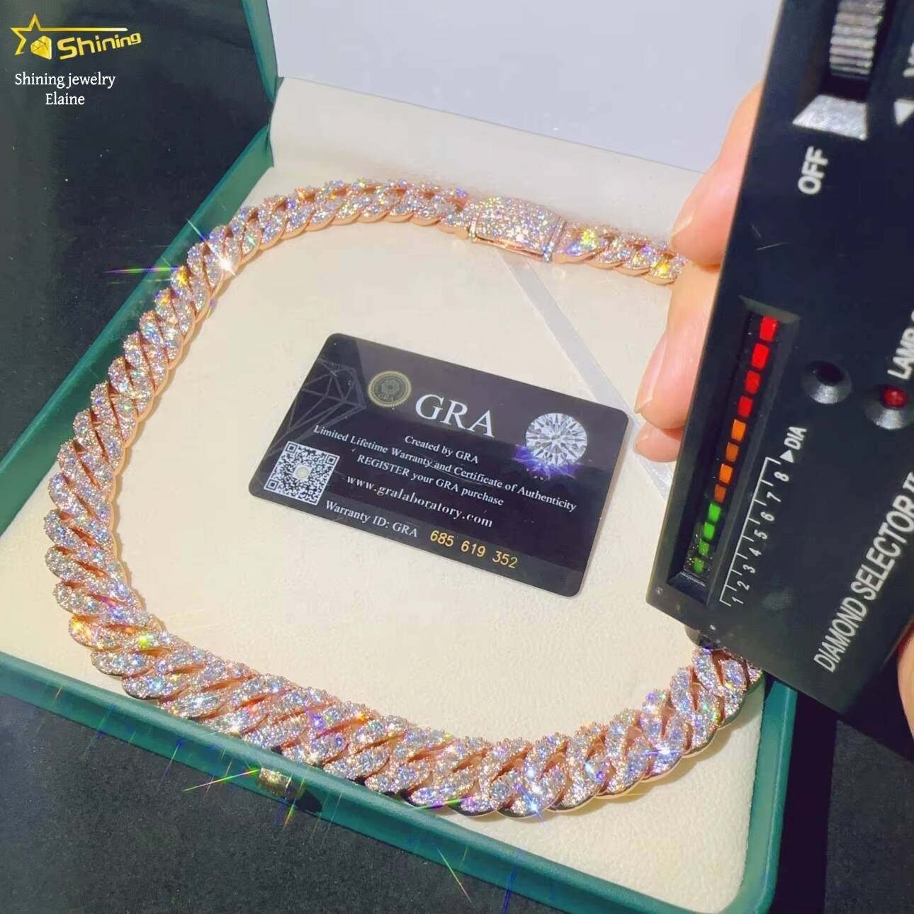 VVS Moissanite Iced Out Custom 925 Sterling Silver Moissanite Hip Hop Fine Jewelry Diamond Miami Cuban Link Chain Necklace