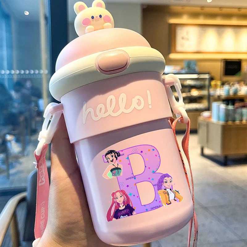 500ml Kpop Demon Hunters goodlooking Water Cup for Women Cartoon Letter AZ Printed Cups Girls Portable Fashion Water bottle C251008