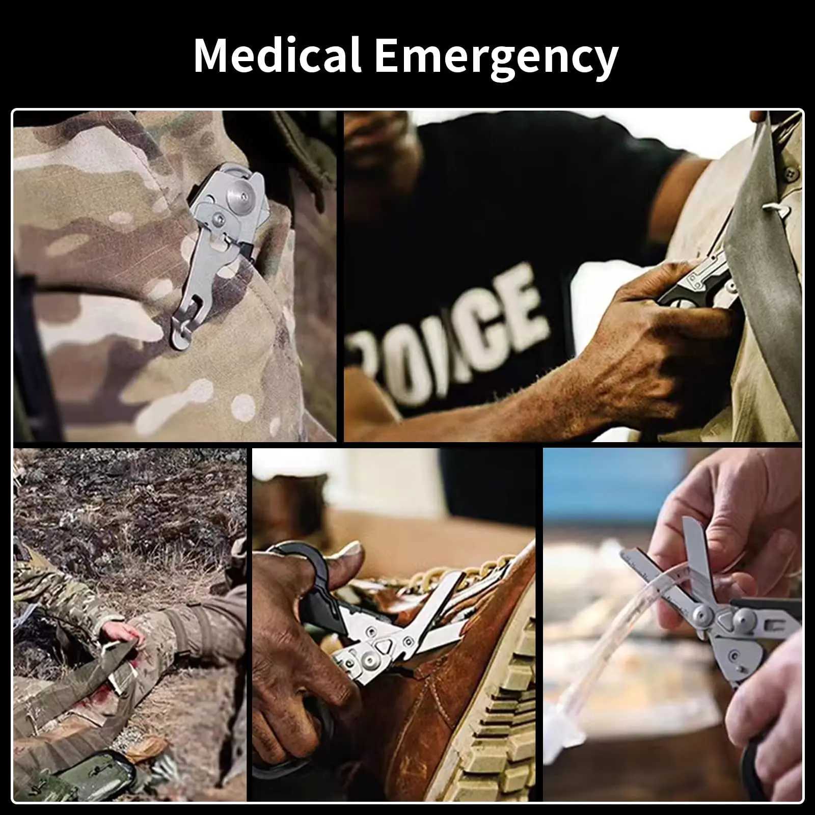 EMergency Medical Trauma Scissors Outdoor CamPING Scissors StainLEss Steel Multifunctional Folding Tactical Scissors J251008