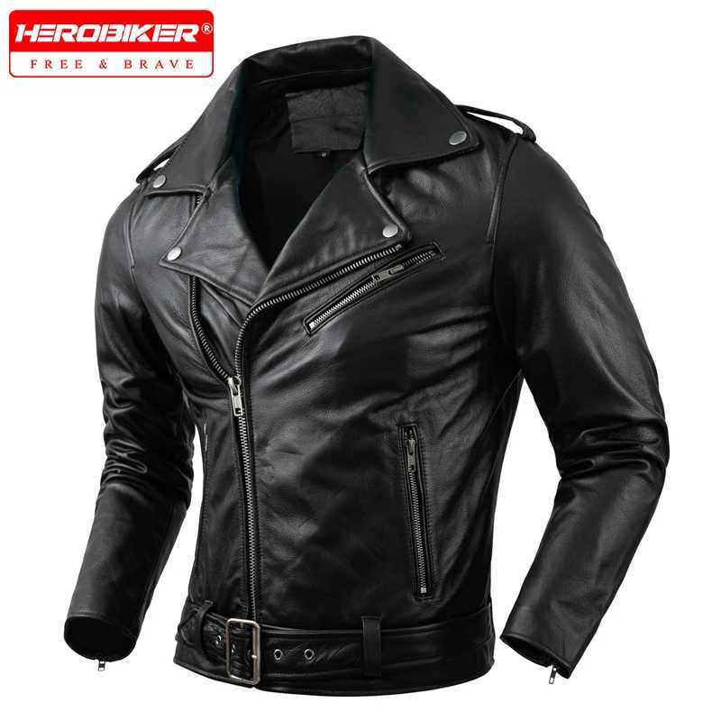Motorcycle Jacket Mens Genuine Leather Cowhide Jacket Spring And Autumn Windproof And Scratch Resistant Offroad Knight Jacket J251008