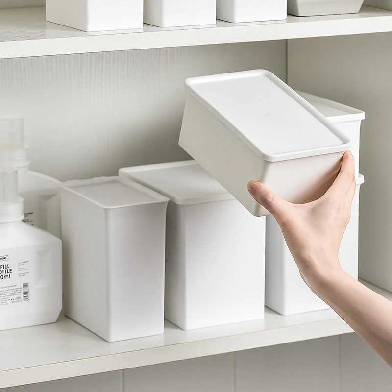 White Laundry Room Storage Box Scent Booster Laundry Beads Powder Container Clothes Clips Case with Dustproof Lid Organizer Box C251008