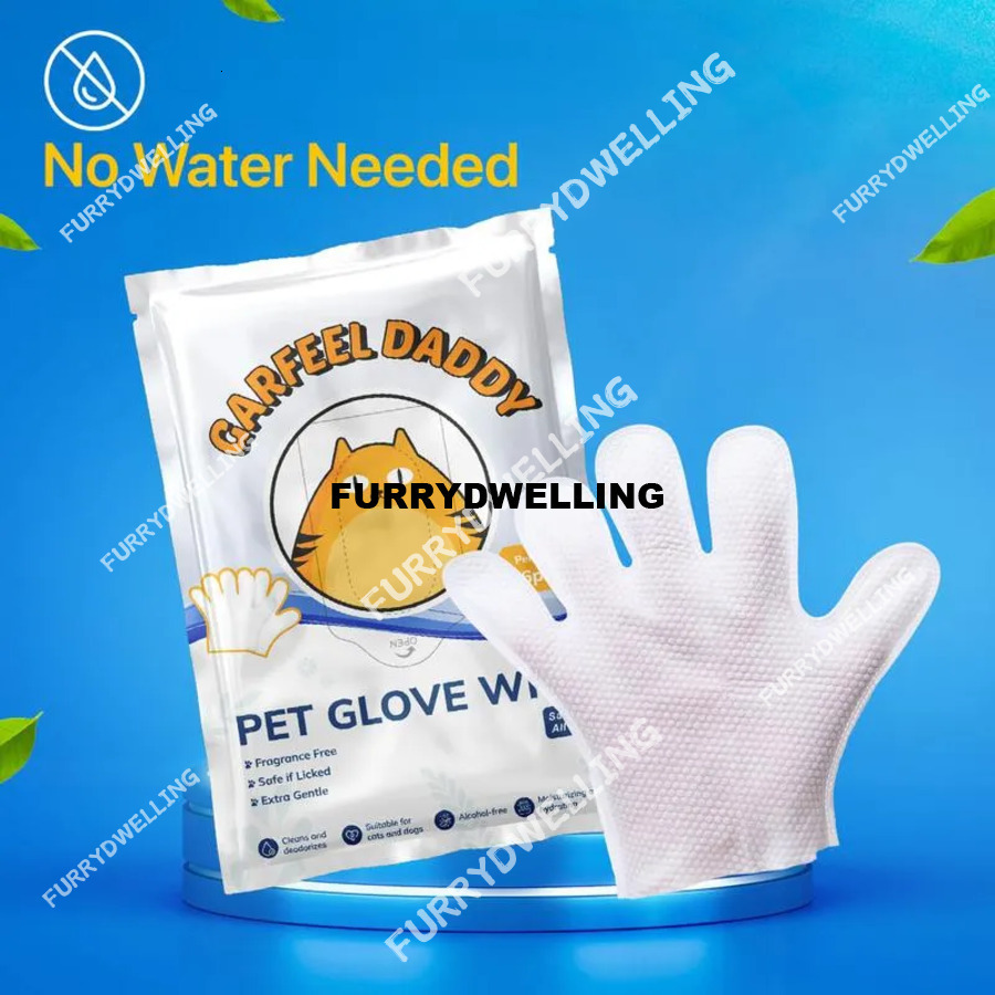 Garfeel Daddy Pet Glove 6Pcs/Pack All-Purpose No Rinse Grooming Wipes - Easy And Quick Cleaning & Deodorizing, Nourishing Fur Dwe74 Cat Dog Wipes