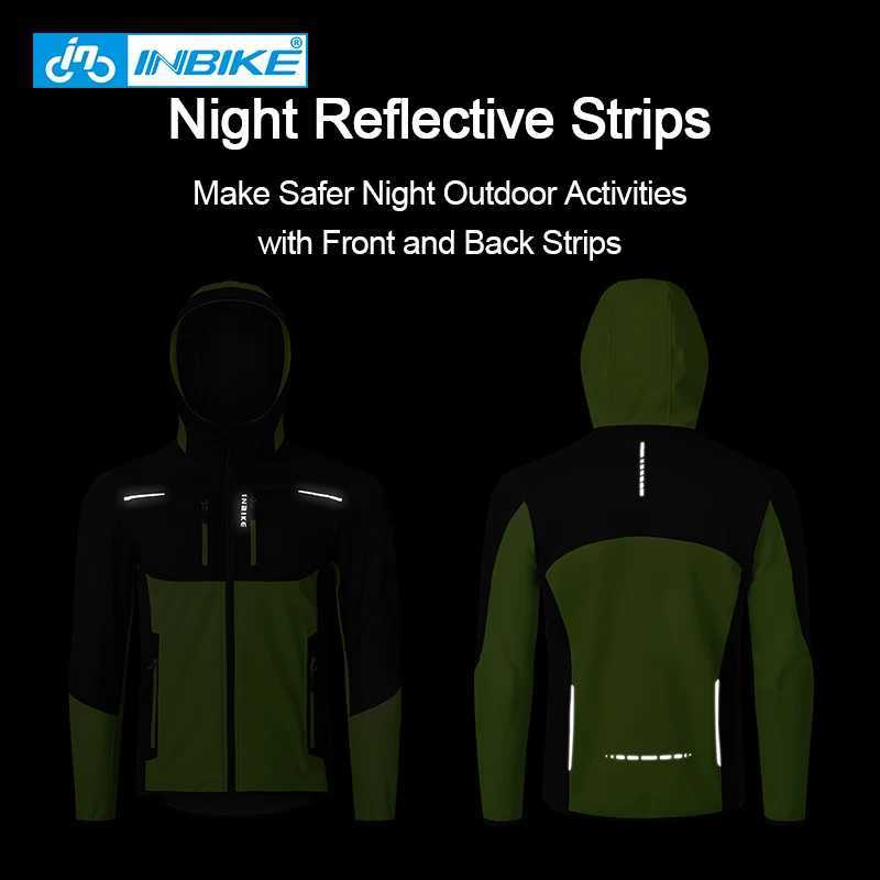 INBIKE Mens Winter Cycling Jacket With Hood Warm Fleece Windbreaker Coat For Men Windproof Outdoor Man Cycling Clothing Hiking J251008
