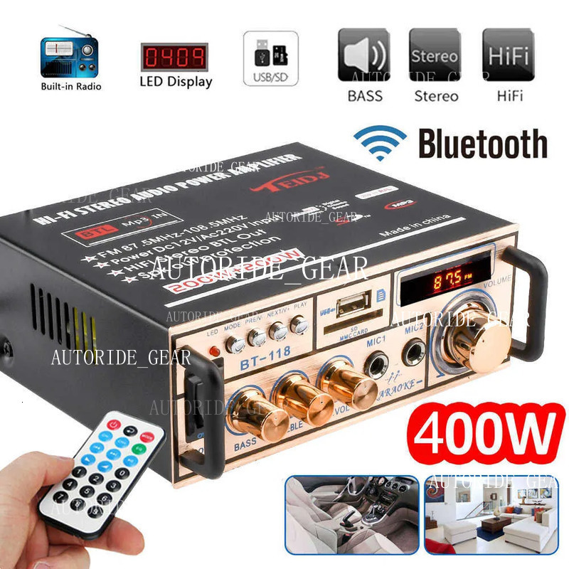 HIFI LCD Digital Bluetooth Audio Power Amplifier Car Bass Home Theater Amplificador Utor28 Speaker Treble Control Support FM USB SD