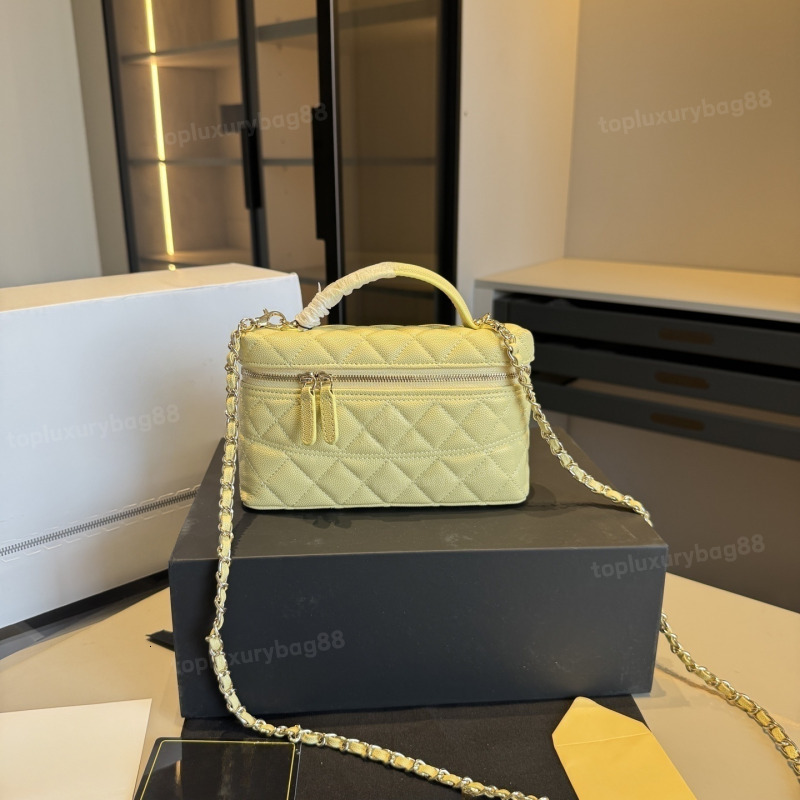 26c Lunch Box Bag Makeup Fashion Ladies Shoulder Silver Hardware Metal Star Buckle Matelasse Chain Handbag Crossbody Bags Evening Dress Sacoche Wallet 19cm