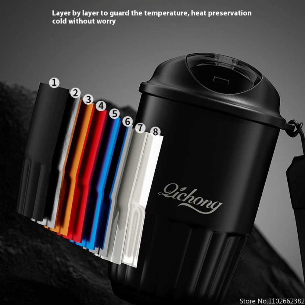 410ML Ceramic Liner Thermos Coffee Cup Travel Coffee Mug Vacuum Insulated Thermos For Coffee Thermal Cup Tumbler Christmas Gift C251008