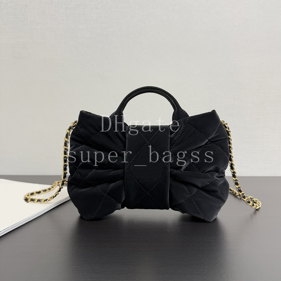 Shiny Lambskin-Velvet-Effect Nylon Hobo bag Tote evening bag Luxury designer bag 26CM chain bag genuine leather handbag Mirror quality shoulder bag with box C046