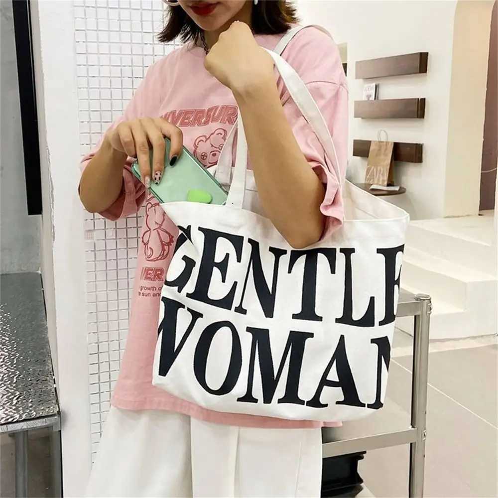 Women Shoulder Bags Birthday Gifts Stylish Personality Letter Travel Canvas Handbags Gentlewoman Large Capacity Tote BagsT251007