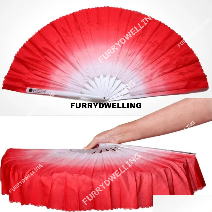 Beads Chinese Short Bellydance Fan 32.5Cm Bambooadd10cm Half Circle Silk Veil Pairs Yangko Dancer Practice Dwe74 Bamboo Fans Hand Dye Adul Ots2n