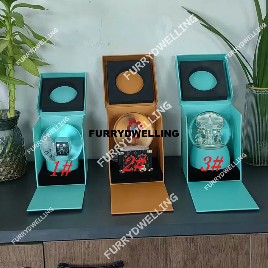 Blue Carousel Snow Globe Dwe74 Ring Inside Snowflake Key Suower Crystal Ball With Gift Box