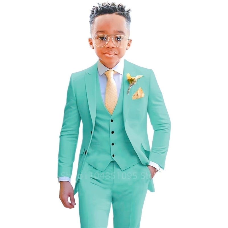 Stylish Boys Suit Wedding Tuxedo Solid Vest Pants Party Prom 3 Piece Set Kids Formal Outfit 218 Years Old 250922
