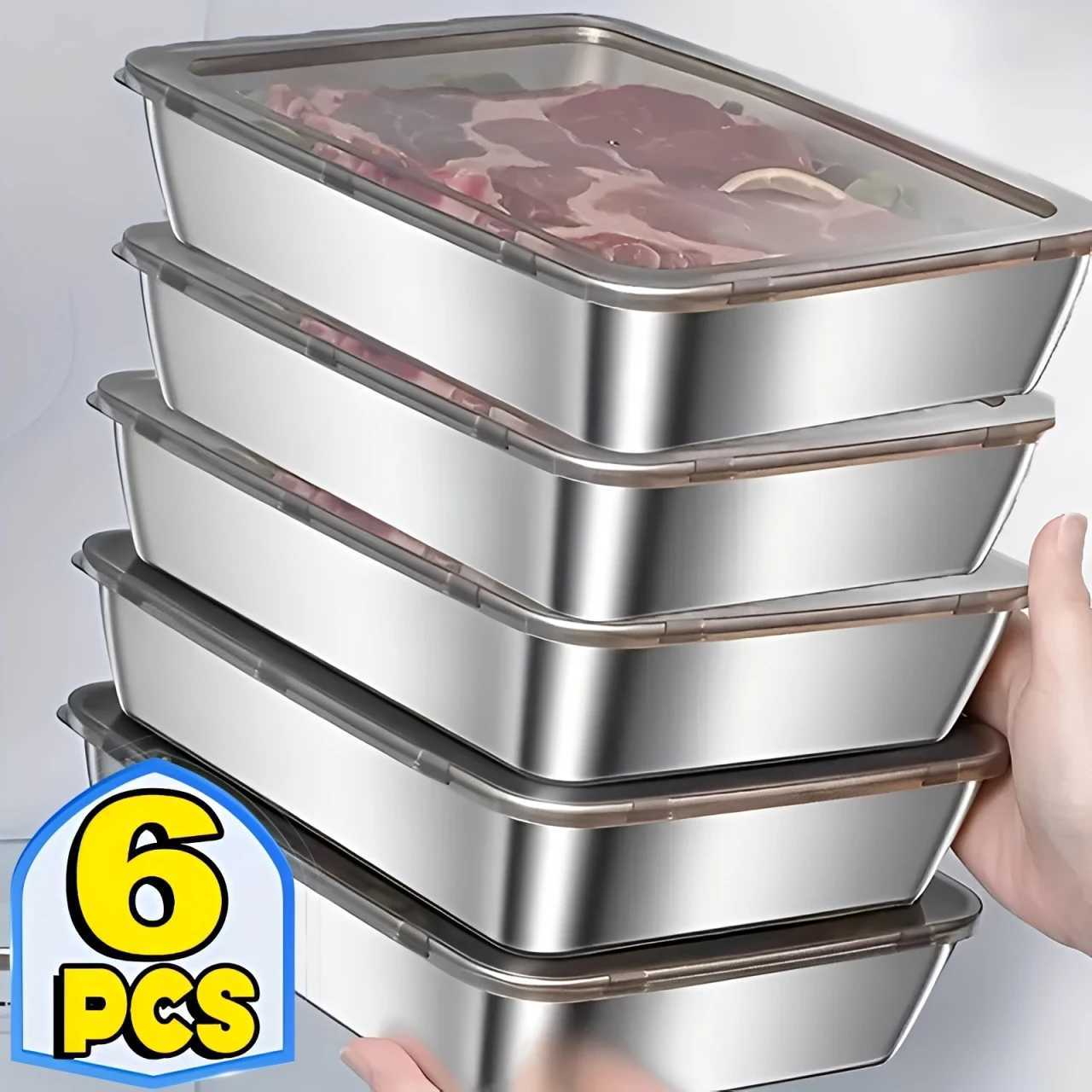 Stainless Steel Food Storage Container Set Stackable Container with Sealed Lids for Meal Preparation and Kitchen Organization C251008