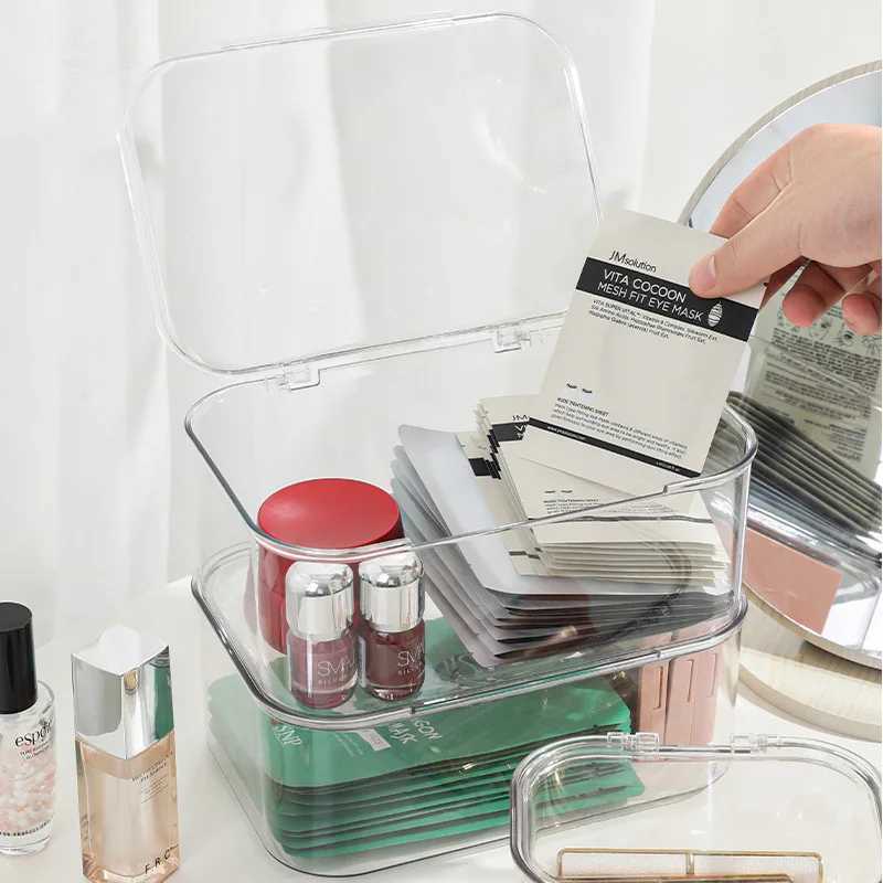 Transparent Acrylic Cosmetics Storage Box with Lid Waterproof Dustproof Jewelry Make Up Organizer for Home Desktop Storage Box C251008