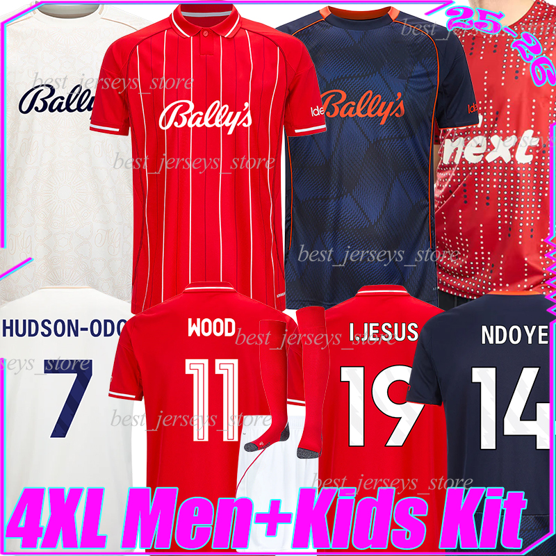 4XL 2025/26 NottinghamS Forest Soccer Jerseys I.JESUS WOOD NDOYE HUDSON-ODOI WILLIAMS KALIMUENDO GIBBS-WHITE MILENKOVIC SELS Men Kids Kits socks sets football shirts
