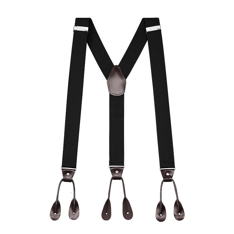 Suspenders Width Suspenders For Men Brown PU Synthetic Leather Trimmed Button Y Back Men Fashion Suspenders Pant Braces Dad Gift 230717