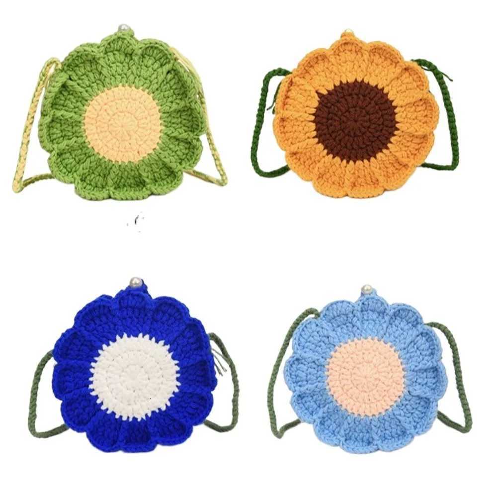 Casual Knitted Sun Flower Weave Bag Bohemian Crochet Flower Shoulder Bag Storage Bag Romantic Beach Crossbody Bag StreetT251007