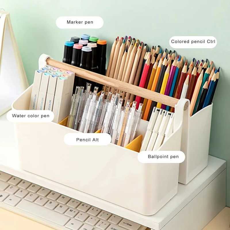 Storage Box Desktop Stationery Cosmetic Storage Holder Large Capacity Sundries Storage Basket School Office Portable Pen Holder C251008