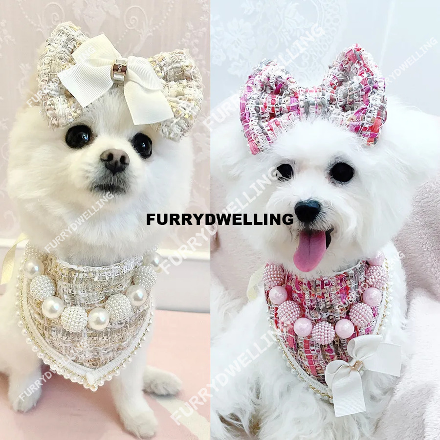 Bandanas And Hair Bow, Princess Dog Dwe74 Wedding Bandana, Soft Durable Fabric Bibs Kerchief Scarfs, Adjustable Fit. Designs For Small Medium Dogs Cats Red E02