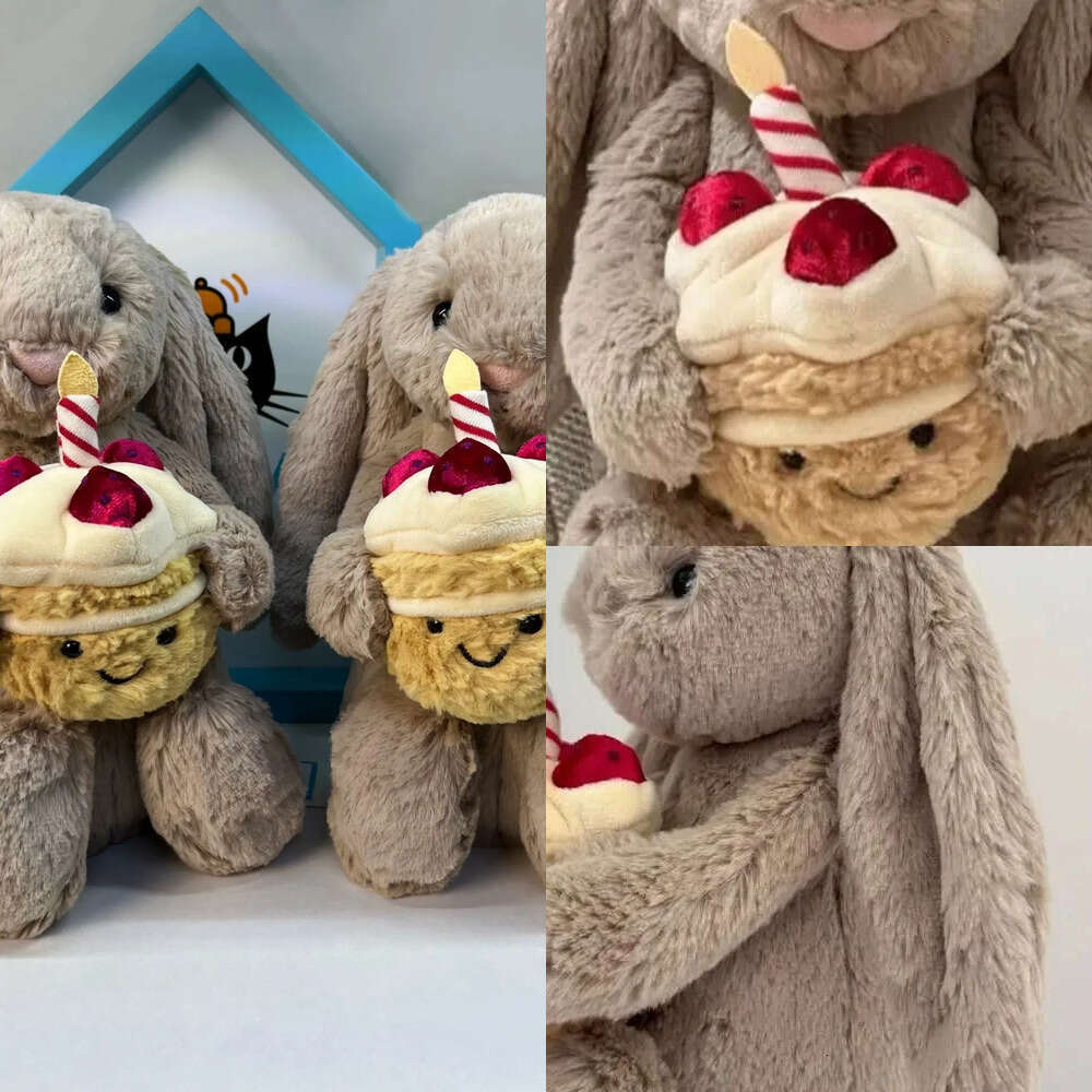 Dolls jelly cat New Hing Bonnie Toy Birthday Cake Plush Shy Rabbit Cute Soothing Doll Bashful Beige Bunny 6 'Birthday'Jelly CatJelly CatNew jelly cat doll78