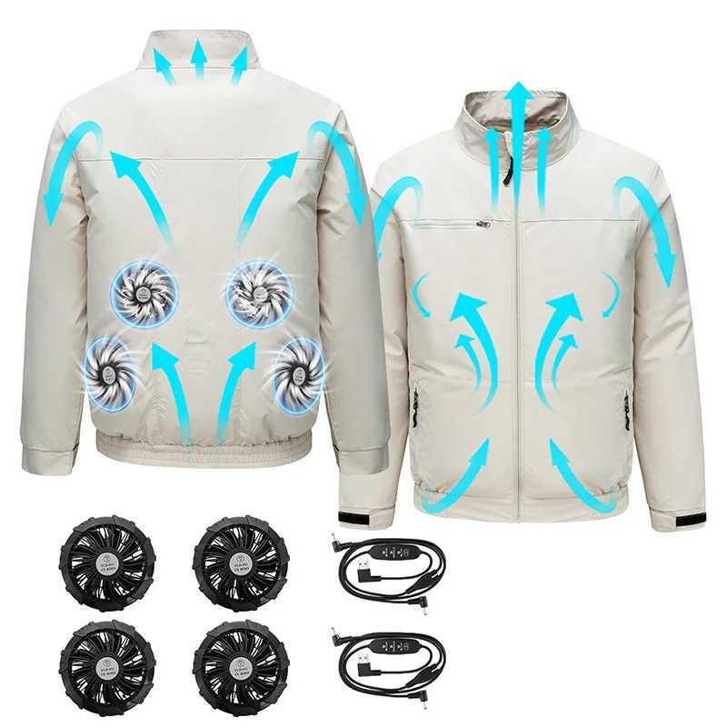 Summer Cooling Jacket Four Hole Fan Clothing Men USB Refrigeration Air Conditioning Clothes Outdoor Labor Protection Workwear J251008
