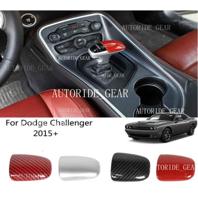ABS Gear Shift Knob Cover Trim Accessories Red Carbon Fiber Utor28 For Dodge Challenger 2015 UP Car Interior Accessories332u9818876