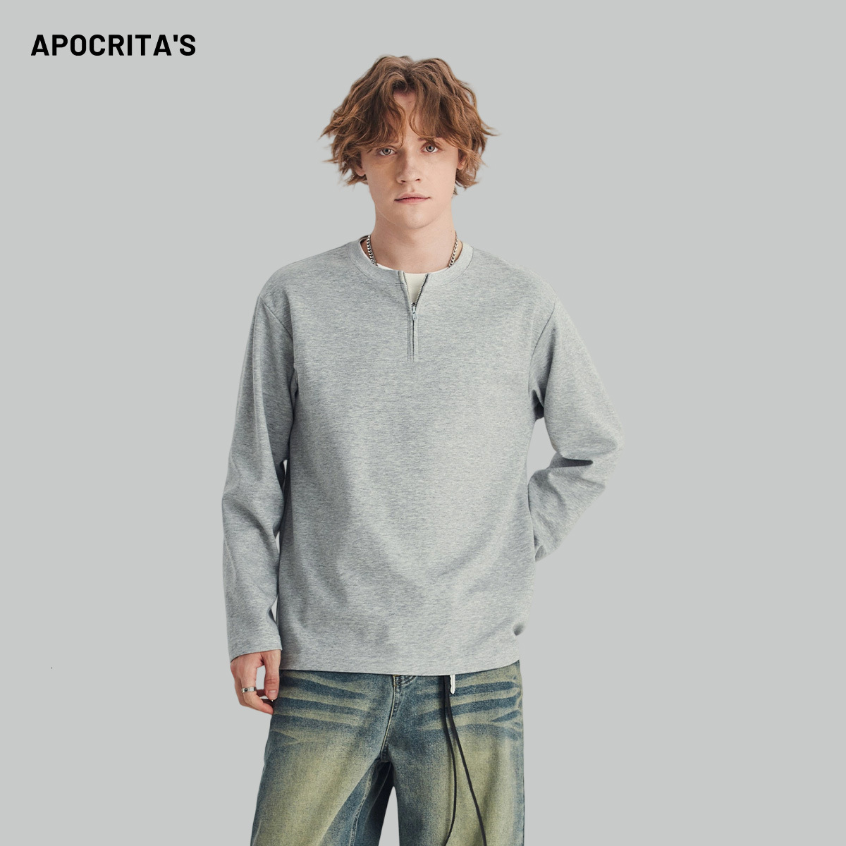 Men's Clothing|half-zip Long Sleeve T-shirt Designer Hoodie For Men Polo Designer Shirt Autumn Season High-end Feel Color-block Loose Fit Crew Neck Inner Layer