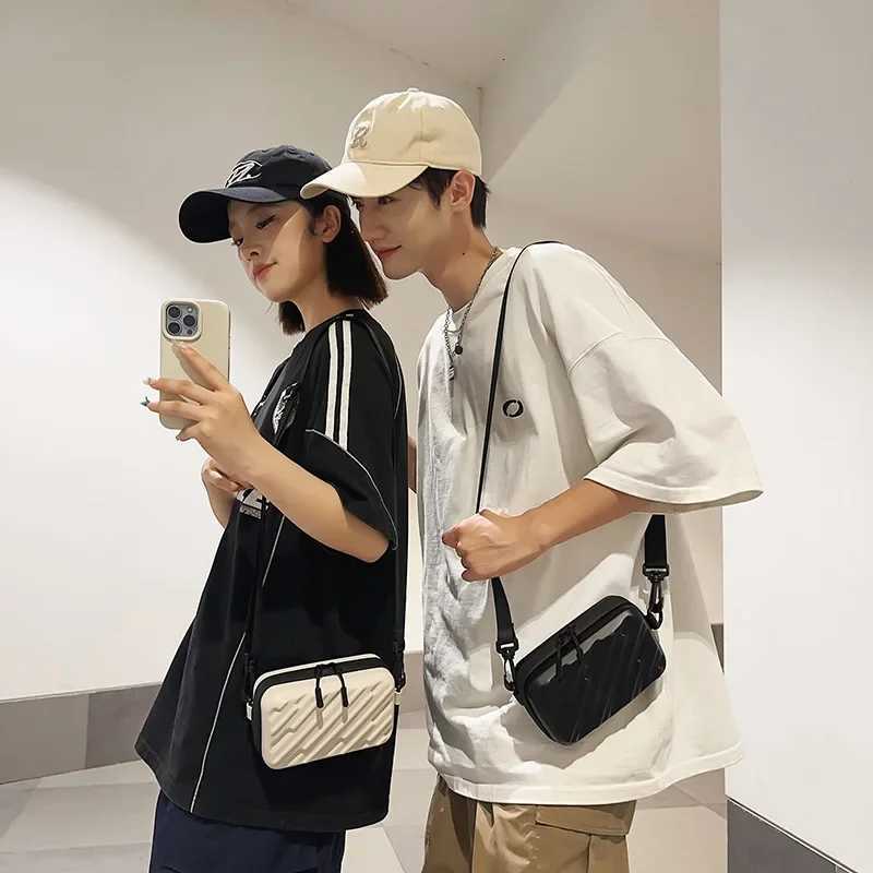 Fashionable Striped Crossbody Bag Unisex Nylon Simple Mobile Phone Bag Versatile Small Square Bag with Deeper ProcessT251007