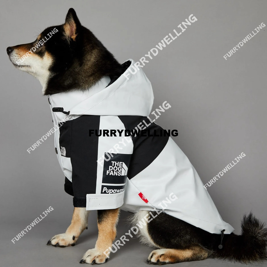 Autumn Winter Coat, Waterproof Dog With Leash Hole, Windproof Warm Outdoor Jacket Adjustable Hood Zipper Closure For Small To Large Dwe74 Dogs White XXXL A303