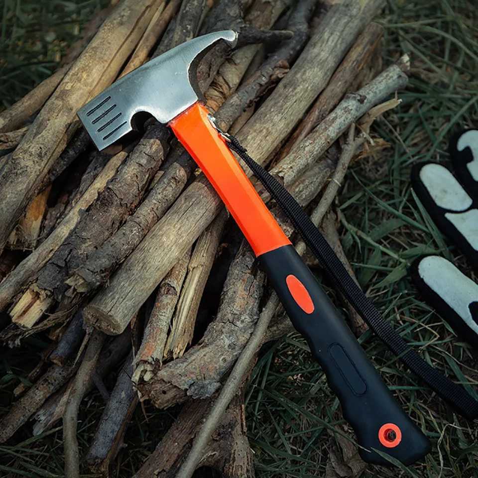 1pcs Portable Carbon Steel Camping Tent Hammer Tent Peg Stake Puller Mallet Extrator Remover Awning Canopy Multifunction Tool J251121