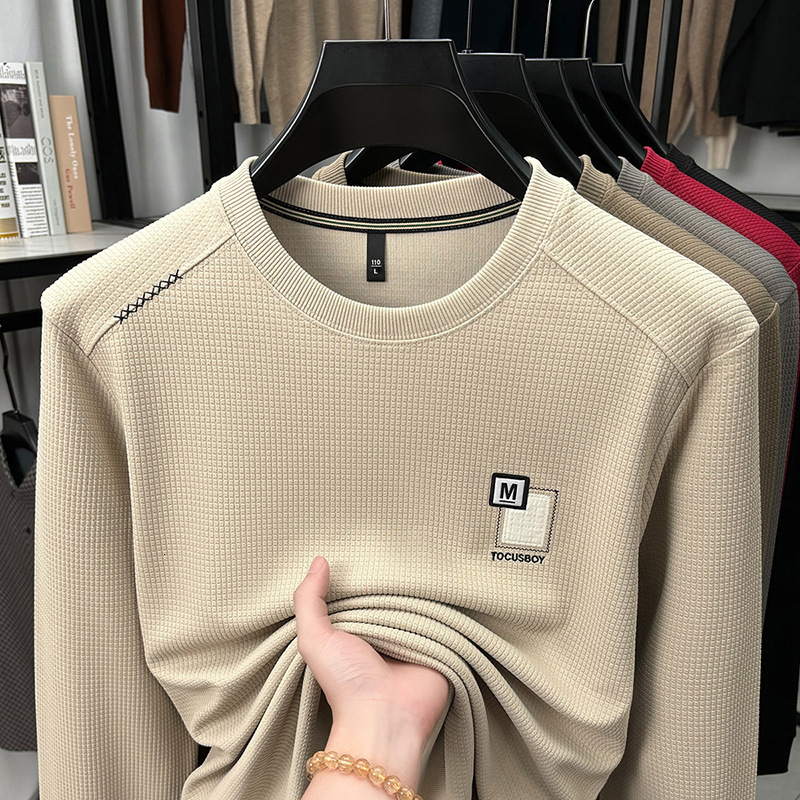 High-end Crew Neck Sweatshirt Men's Long Sleeve T-shirt Spring Autumn Designer Designer Shirt Polo Hoodie 2025 New Jacquard Casual Business Base 