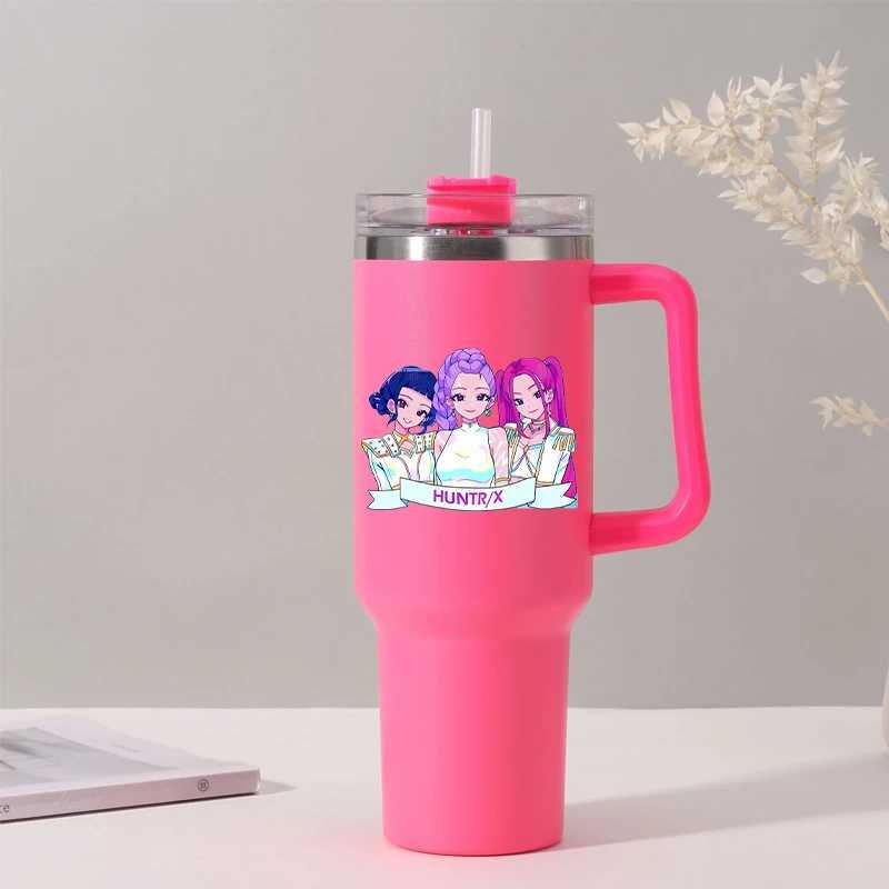 1000ml Kpop Demon Hunters Stainless Steel Insulated Cup Anime Fashion Large Capacity Water Cups Students Portable Water Bottle C251008