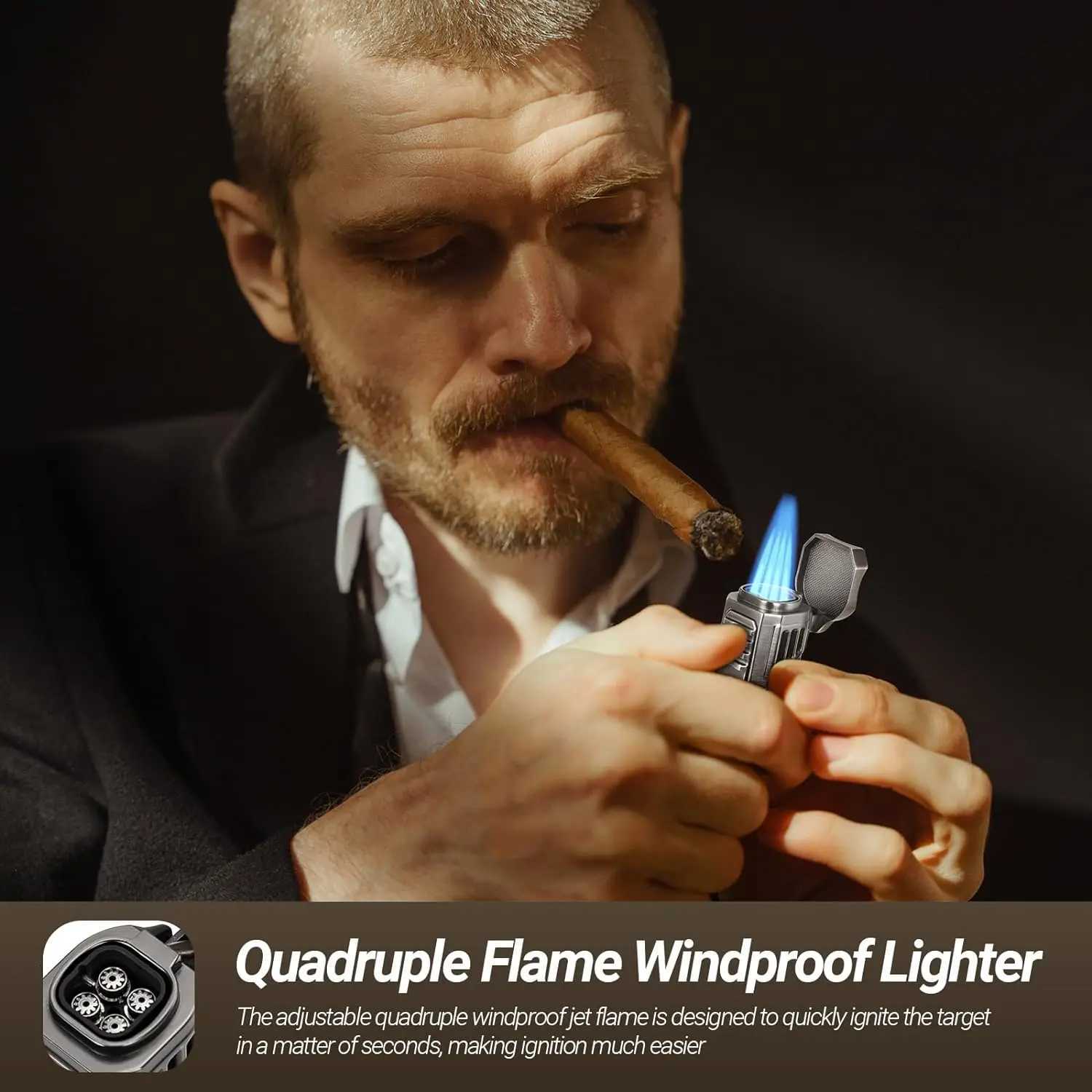 USEWIRECigar Travel Humidor and Cigar Set Portable Cigar Case with Humidifier Hygrometer Cutter Cigar Cutter Y251008