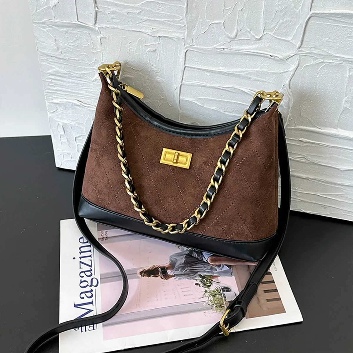 Designer Wen Fi Shoder Bag Suede Texture Letter Decor Large Capacity PU Water Resistant Zipper Adjustable Strap Daily Cmute1 Y251120