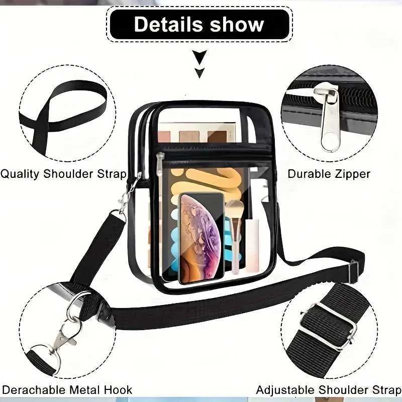 Clear Crossbody Bag Stadium Approved Concert Clear Bag Sports Event Pvc Bag for Women and MenT251007