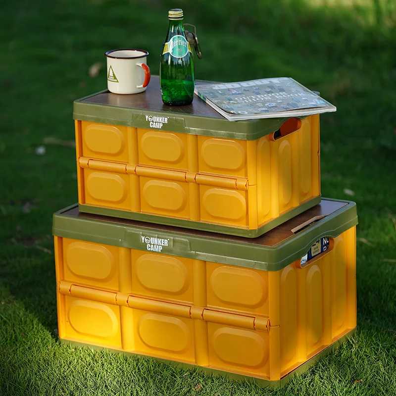 Foldable storage box with lid spacious durable easy to assemble perfect for organizing clothes books outdoor camping C251008