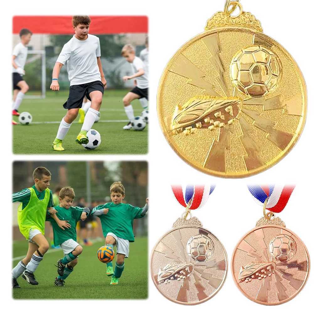 Soccer Medals Zinc Alloy Football Medals 2 Inch Sports Medals with Neck Ribbon for Sports Cpetitions Celebration Y251008