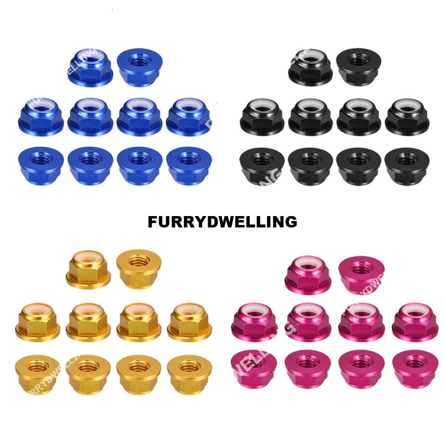 10Pcs M2 M5 M6 Aluminum Flange Insert Anti-Loose Nut Self-Locking Nylock Hex Locknut Nylon Lock Nuts Blue Pink Dwe74 Gold Black