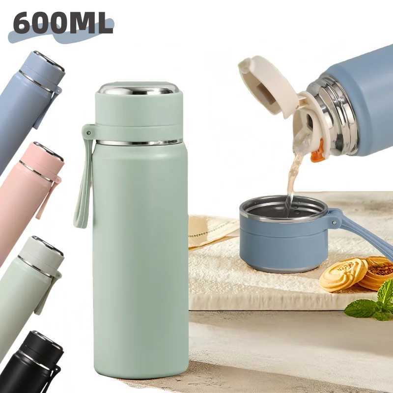 600ML Stainless Steel Thermal Water Bottle Keep Cold and Hot Thermo Cafe Coffee Mug Leakproof Travel Thermos Bottle for Tea C251008